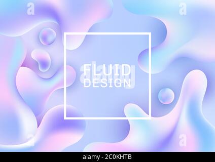 Abstract 3D fluid shapes creative templates holographic gradient color background. Vector illustration Stock Vector