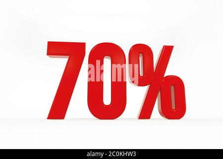 3D Rendering of a seventy percent symbol on white backgrond Stock Photo