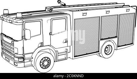 sketch of a fire engine vector on a white background Stock Vector