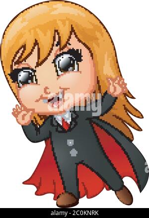 Happy Dracula cartoon waving hand Stock Vector