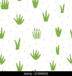 Hand drawn green grass seamless pattern Stock Vector