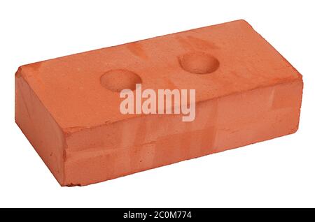 Red building brick isolated on white Stock Photo