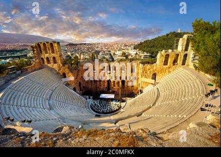 Odeon of Herodes Atticus, amphitheater on the slopes of the Acropolis, Athens Greece Stock Photo