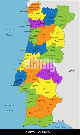 Portugal and Spain Political Map Stock Vector - Illustration of