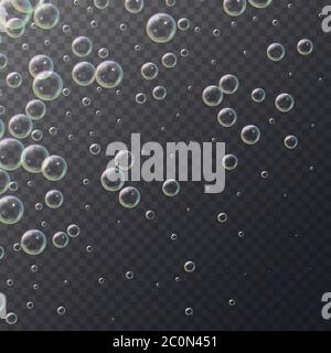 Realistic 3d floating soap bubbles. Stock Vector