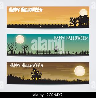 Set of three Halloween banners Stock Vector