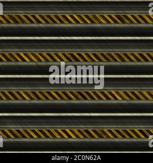 Yellow and black warning sign on Metal Stock Photo
