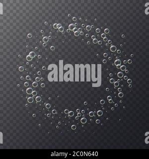 Realistic 3d floating soap bubbles. Stock Vector