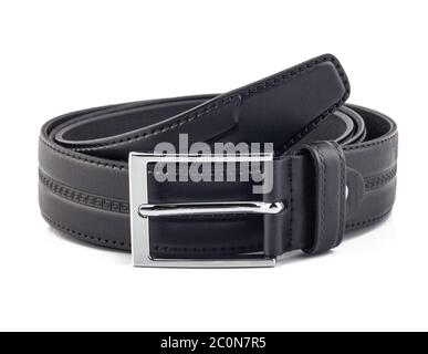 Men black belt isolated on white Stock Photo