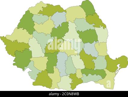 Highly detailed editable political map with separated layers. Romania. Stock Vector