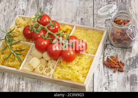 Various types of pasta Stock Photo