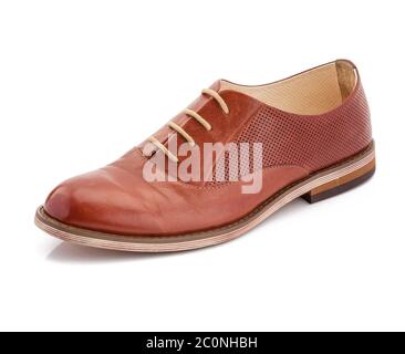 Brown leather shoes isolated on a white Stock Photo