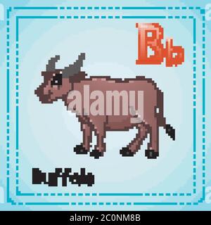 Illustration of Animals alphabet: B is for Buffalo Stock Vector