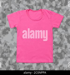 Pink t-shirt mock up flat lay on grey background - a Royalty Free Stock  Photo from Photocase