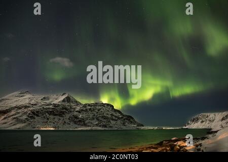 Aurora in the Lofoten islands. Stock Photo