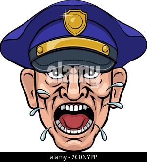 Angry Policeman Police Officer Cartoon Stock Vector