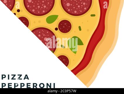 Triangular Pepperoni Pizza piece flat icon vector isolated Stock Vector