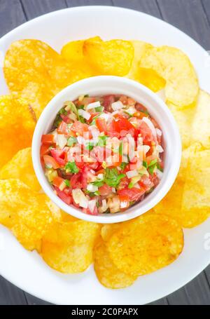 nachos with salsa Stock Photo