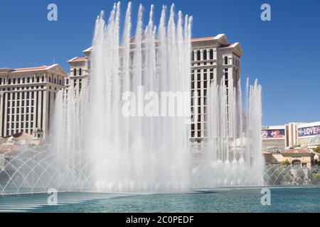Las Vegas, Nevada - August 30, 2019: The Fountains of Bellagio during the day in Las Vegas, Nevada, United States. Stock Photo