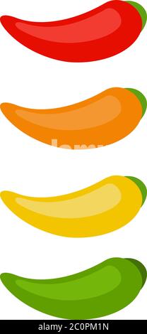 Set of chili peppers vector flat isolated Stock Vector
