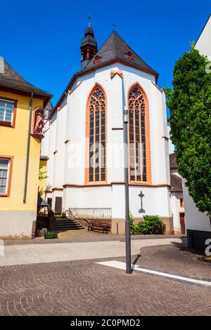 Carmelite Church in Boppard. Boppard is the town in the Rhine Gorge, Germany. Stock Photo