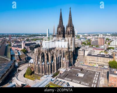 Cologne Cathedral aerial panoramic view in Cologne, Germany Stock Photo