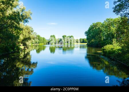 Rheinaue amusement park or Freizeitpark Rheinaue is a public park in Bonn city, Germany Stock Photo