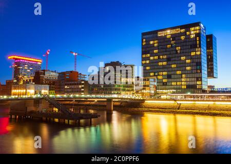 Neuer Zollhof is the building complex located at Media Harbour district in Dusseldorf city in Germany Stock Photo