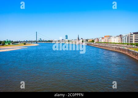 Rhine river and aldstadt old town in Dusseldorf, Germany Stock Photo