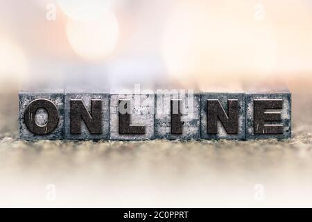 Online Concept Vintage Letterpress Type Stock Photo
