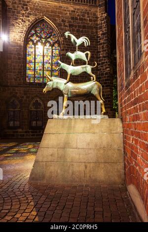 Bremen Town Musicians bronze statue by Gerhard Marcks in Bremen, Germany Stock Photo