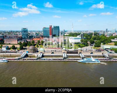 Hamburg city centre aerial panoramic view in Germany Stock Photo