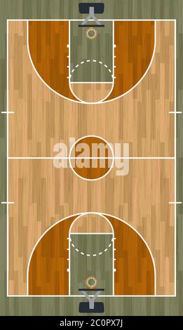 Realistic Vertical Basketball Court Illustration Stock Photo