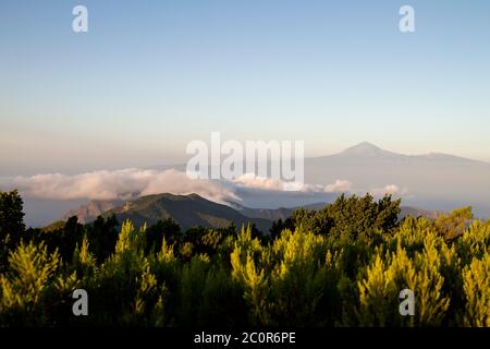 Mount Teide seen from La Gomera island in Canary Islands, Spain Stock Photo