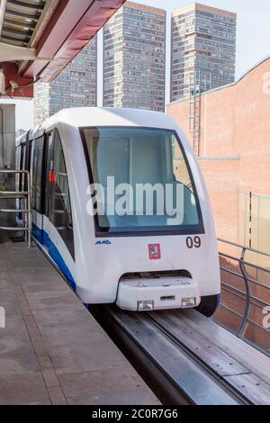 Moscow monorail fast train on railway Stock Photo