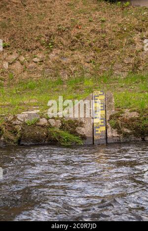 Water level measurement. Flood warning. Stock Photo