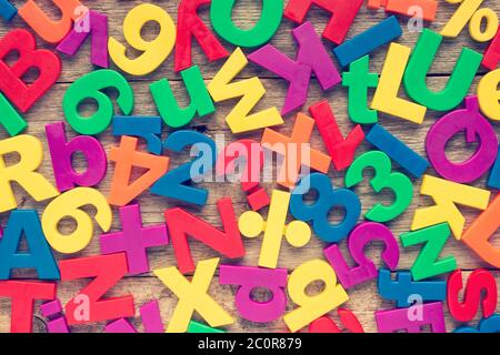 Colorful numbers and alphabet letters Stock Photo