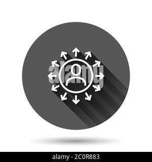 Mind awareness icon in flat style. Idea human vector illustration on black round background with long shadow effect. Customer brain circle button busi Stock Vector