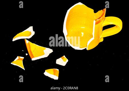 Broken Orange Coffe Cup Stock Photo