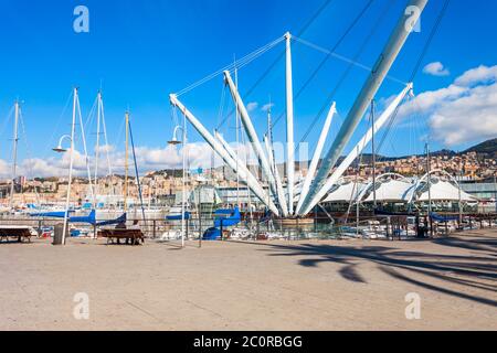 Genoa port with boats and yachs. Genoa or Genova is the capital of Liguria region in Italy. Stock Photo