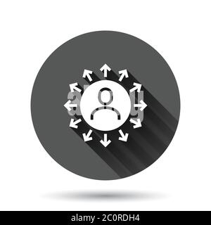 Mind awareness icon in flat style. Idea human vector illustration on black round background with long shadow effect. Customer brain circle button busi Stock Vector