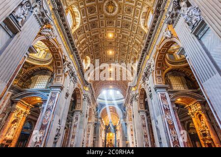 Rome, Italy - November 3, 2019: Inside the Saint Peter basilica (San Pietro). Vatican City. Stock Photo
