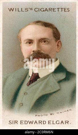 EDWARD ELGAR (1857-1934) English composer  about 1900 shown on a cigarette card in the 1930s. Stock Photo
