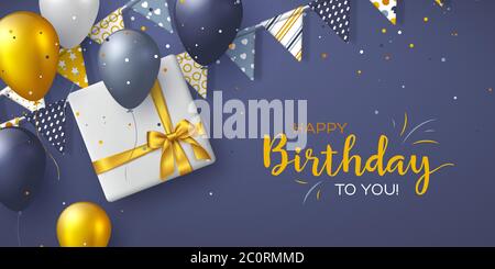 Happy Birthday holiday design for greeting cards. Stock Vector