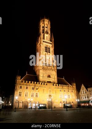 Belfort, or Belfry Tower, at Grote Markt square in Bruges, Belgium Stock Photo