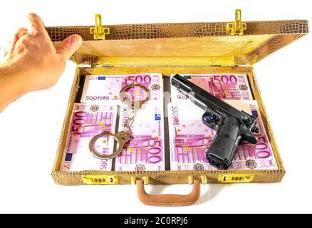 Suitcase Full of Banknotes Stock Photo