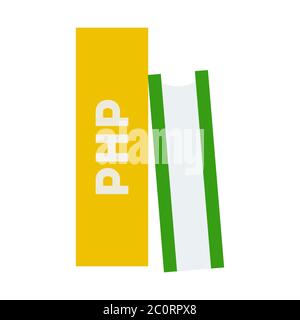 Books on the study of the software environment PHP flat icon vector isolated. Stock Vector