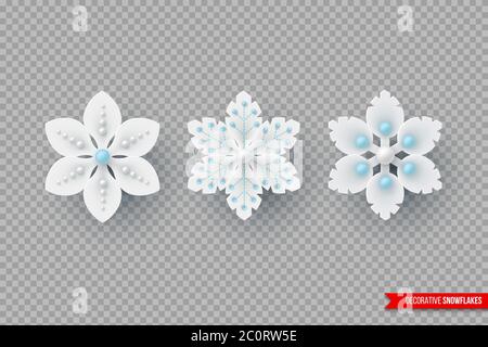 Decorative 3d snowflakes for Christmas design. Stock Vector