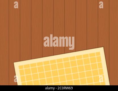 Checkered tablecloth on a wooden surface flat vector isolated Stock Vector
