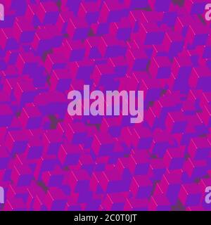 Purple Cubes Seamless Pattern on Purple Background Stock Vector